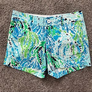 Lilly Pulitzer Callahan Short Blue/Green Spa Lets Cha Cha Print Womens Sz 4 NWT